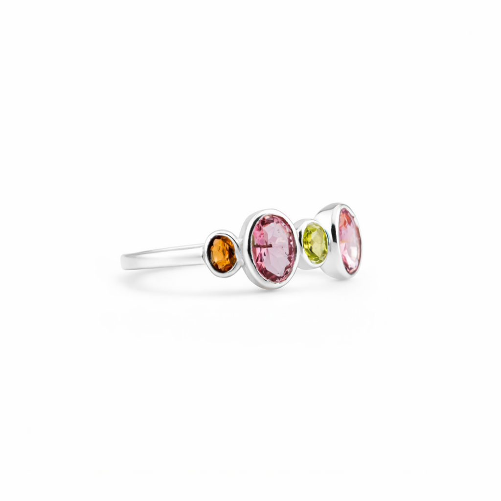 Multi tourmaline piano ring