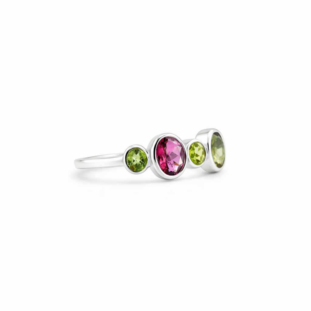 Multi tourmaline piano ring (teal)