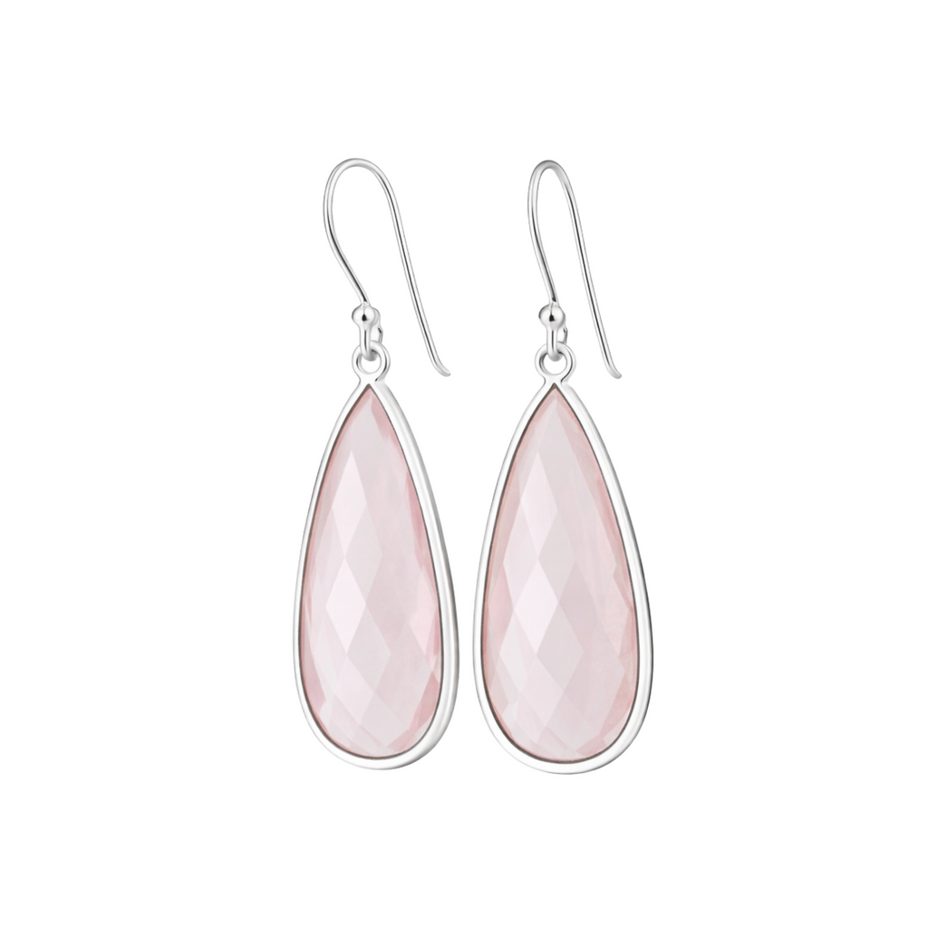 Long rose quartz earrings