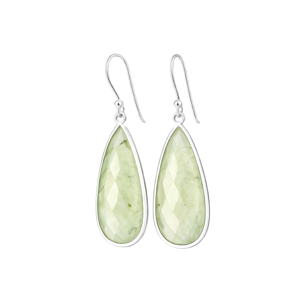 Long prehnite earrings