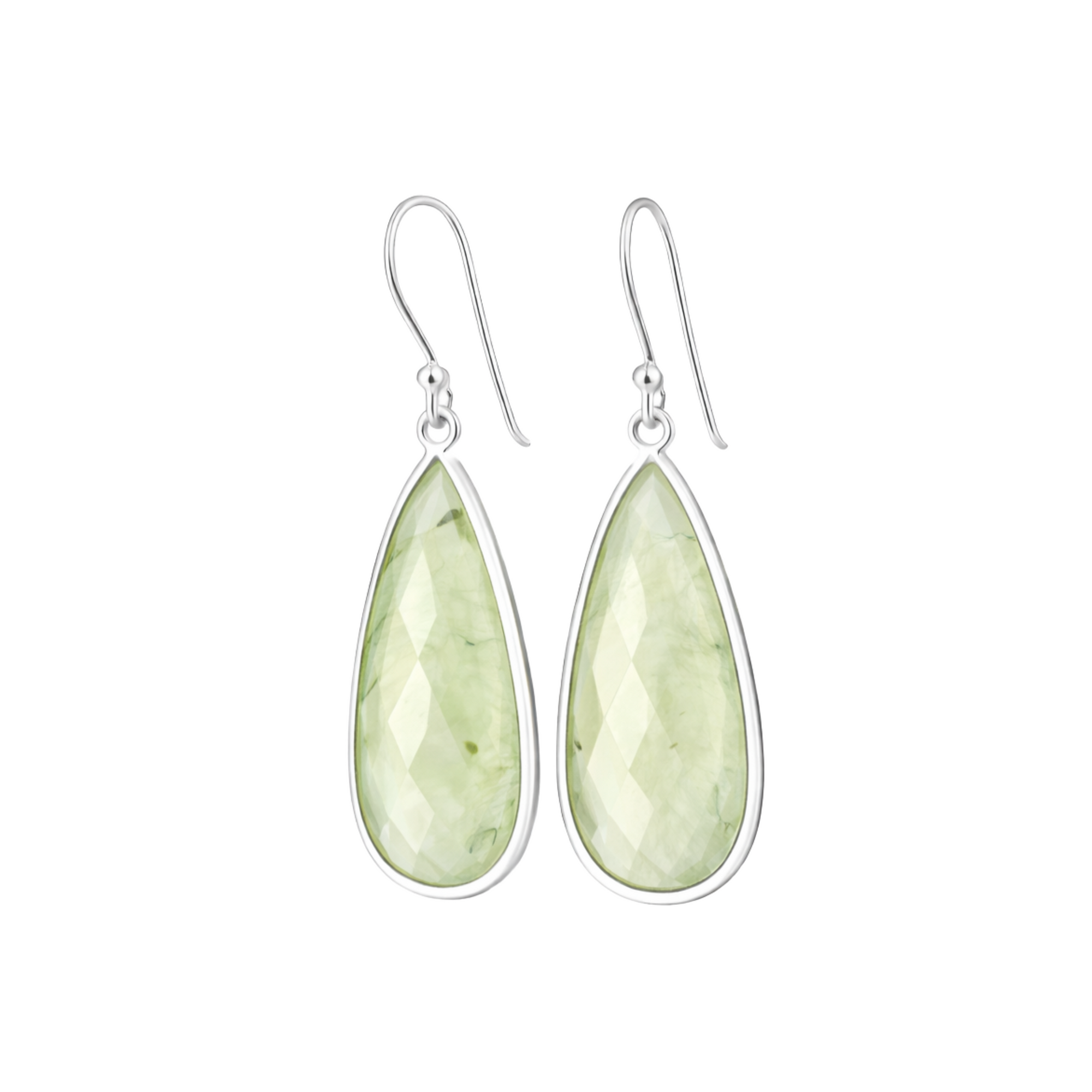Long prehnite earrings