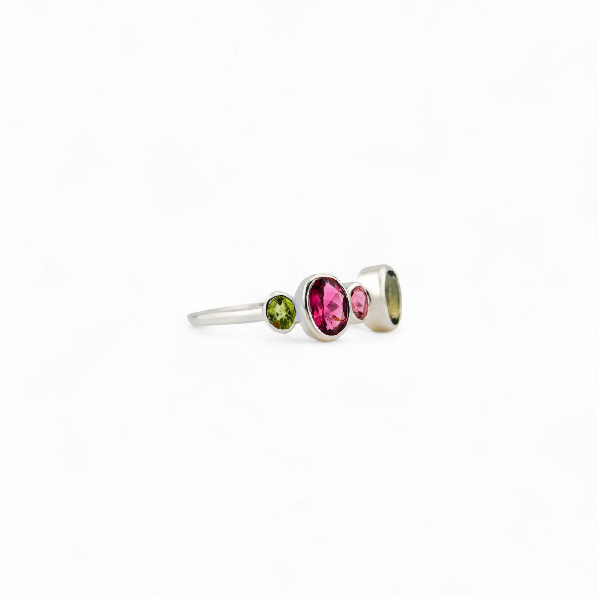 Multi tourmaline piano ring (teal)