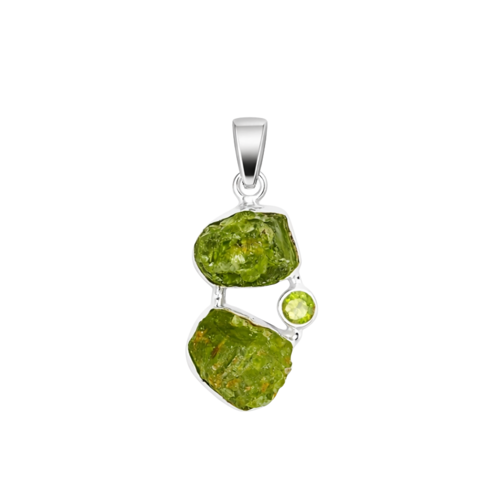 Rough peridot twin pendant
