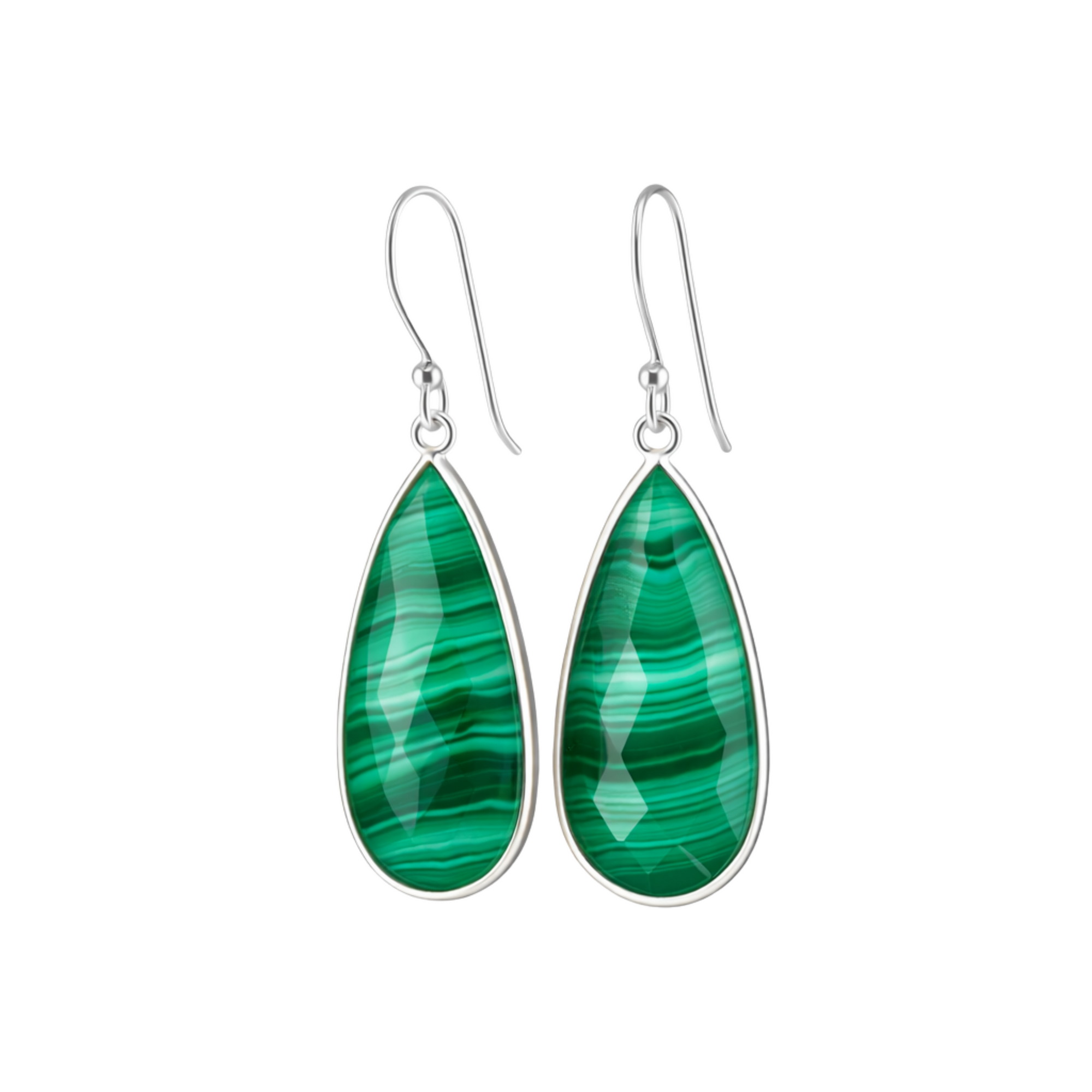 Long malachite earrings