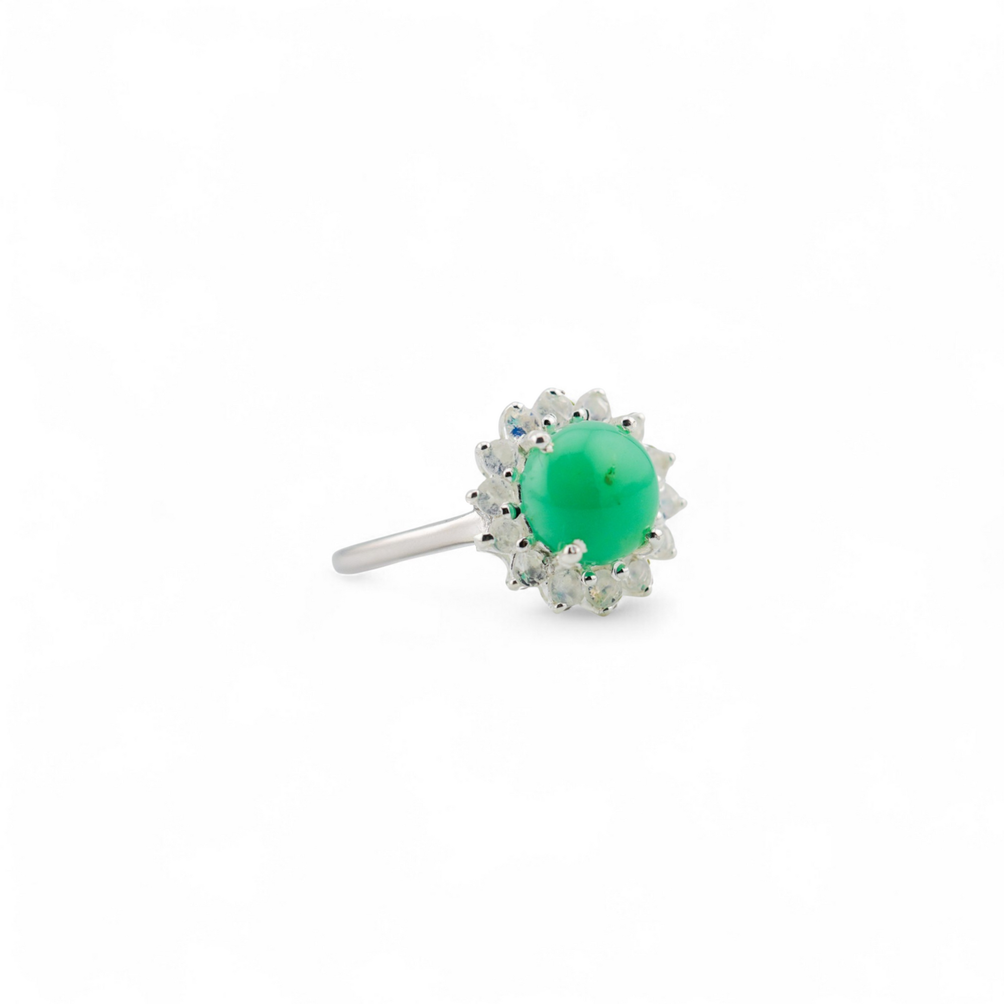 Laxmi chrysoprase and moonstone ring