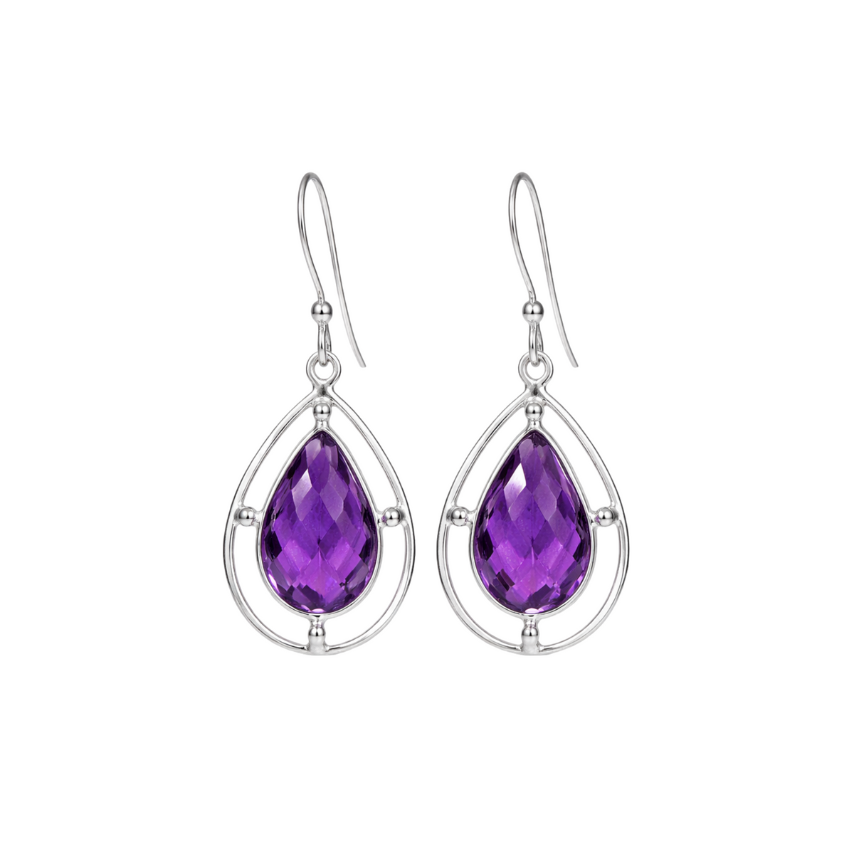 Boucles d'oreilles en forme de poire et d'étoile en améthyste