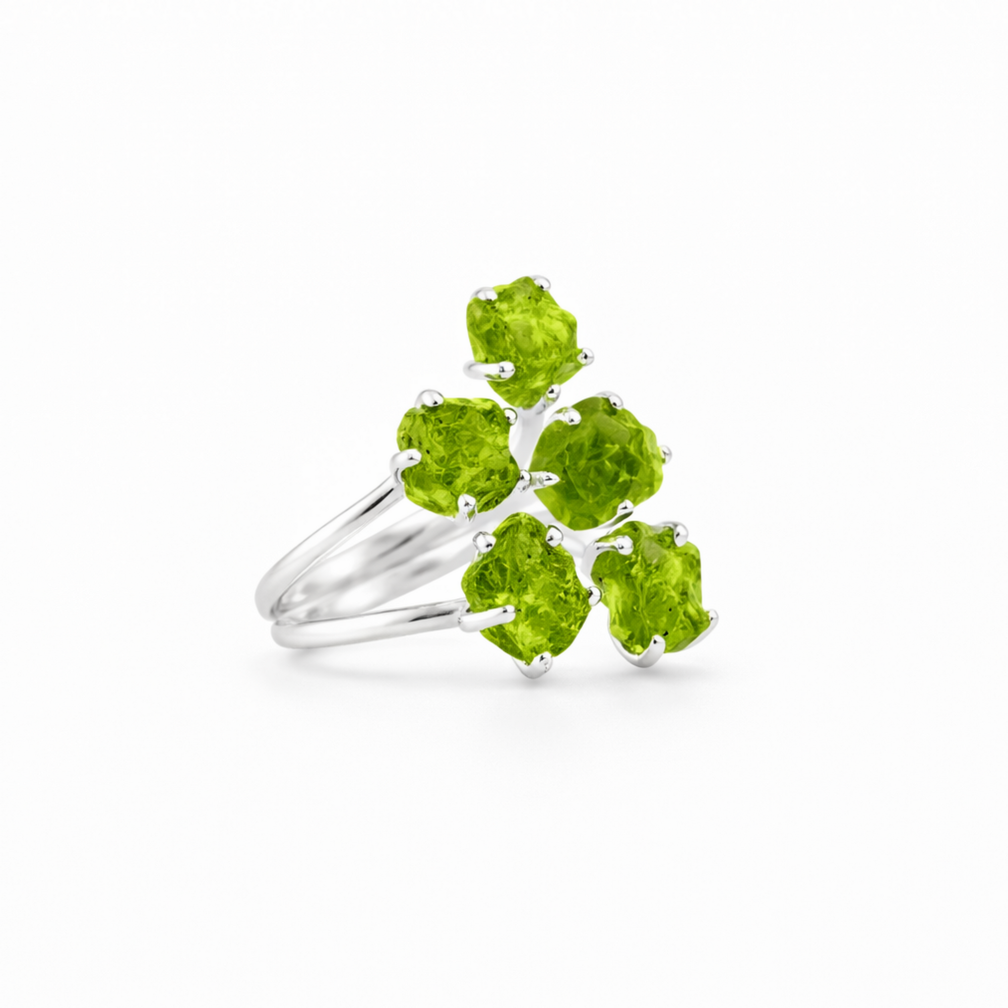Green peridot asteroid ring