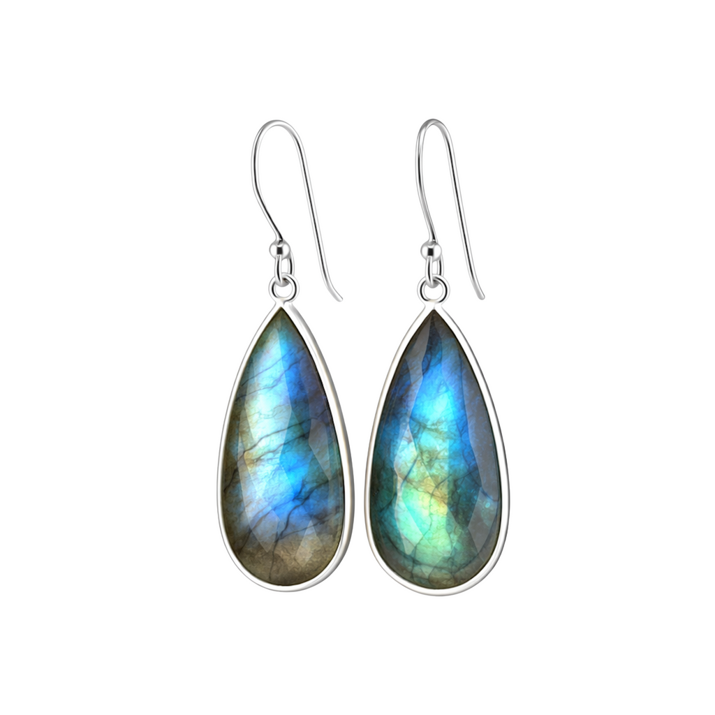 Long labradorite earrings