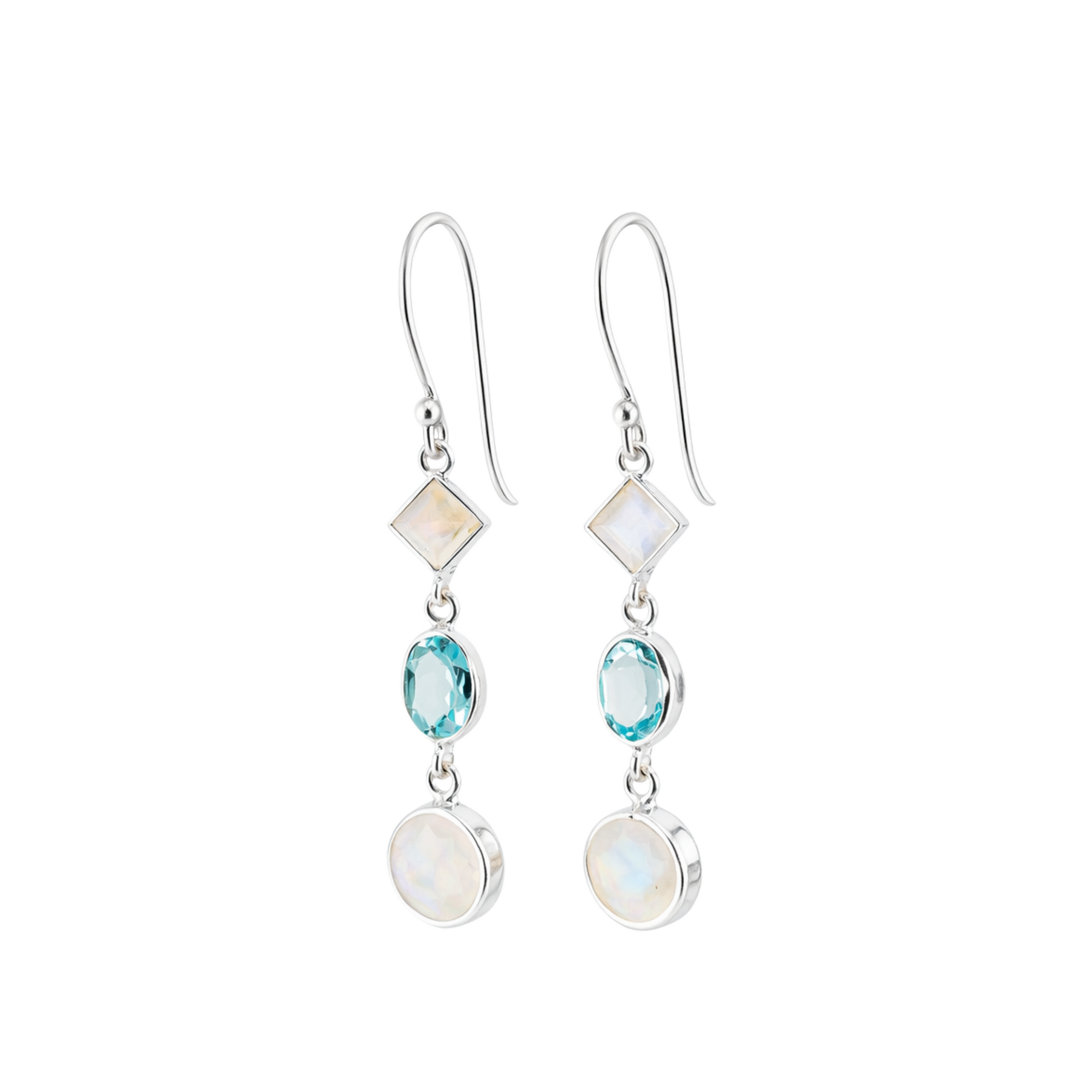Blue topaz and moonstone earrings