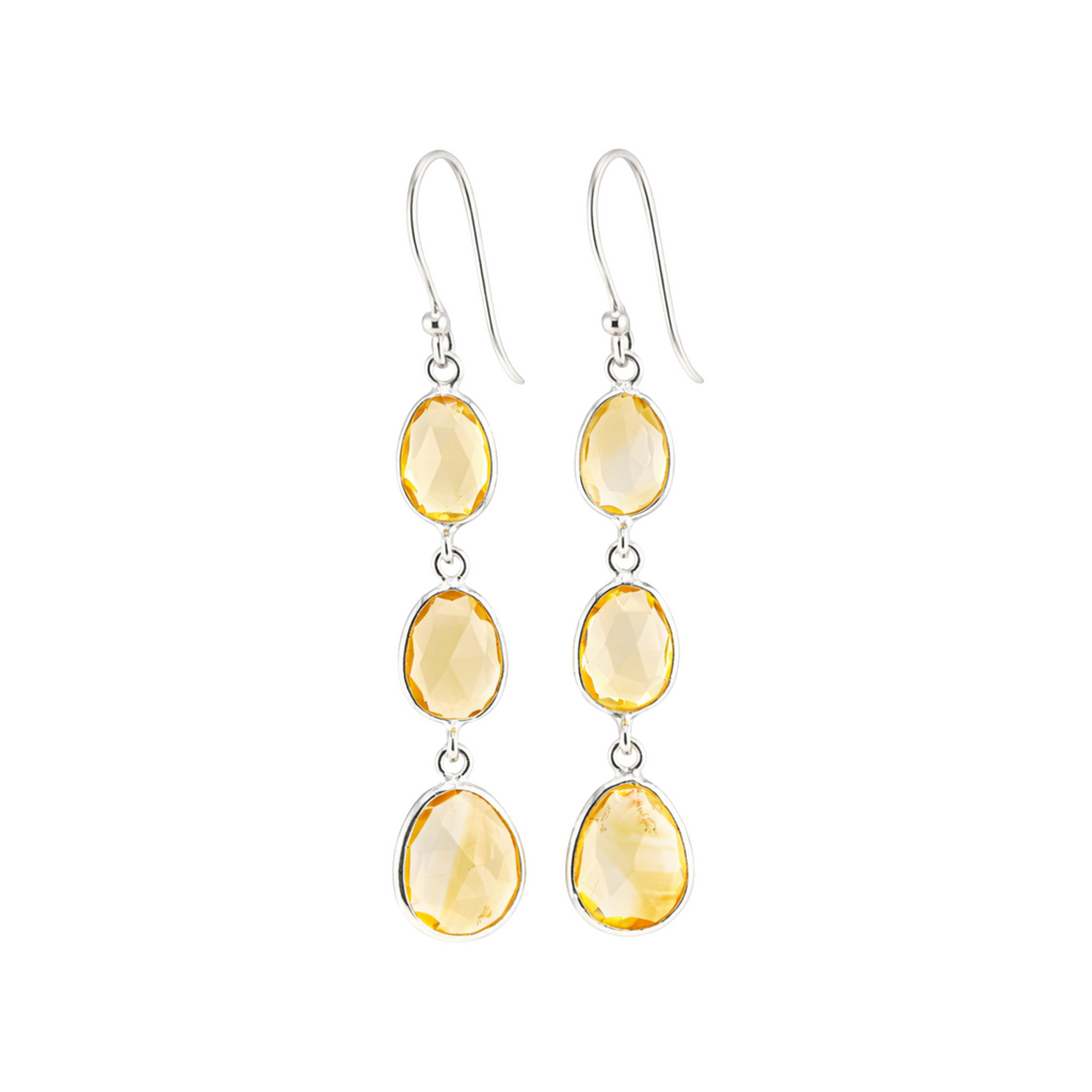 Citrine triple drop earrings