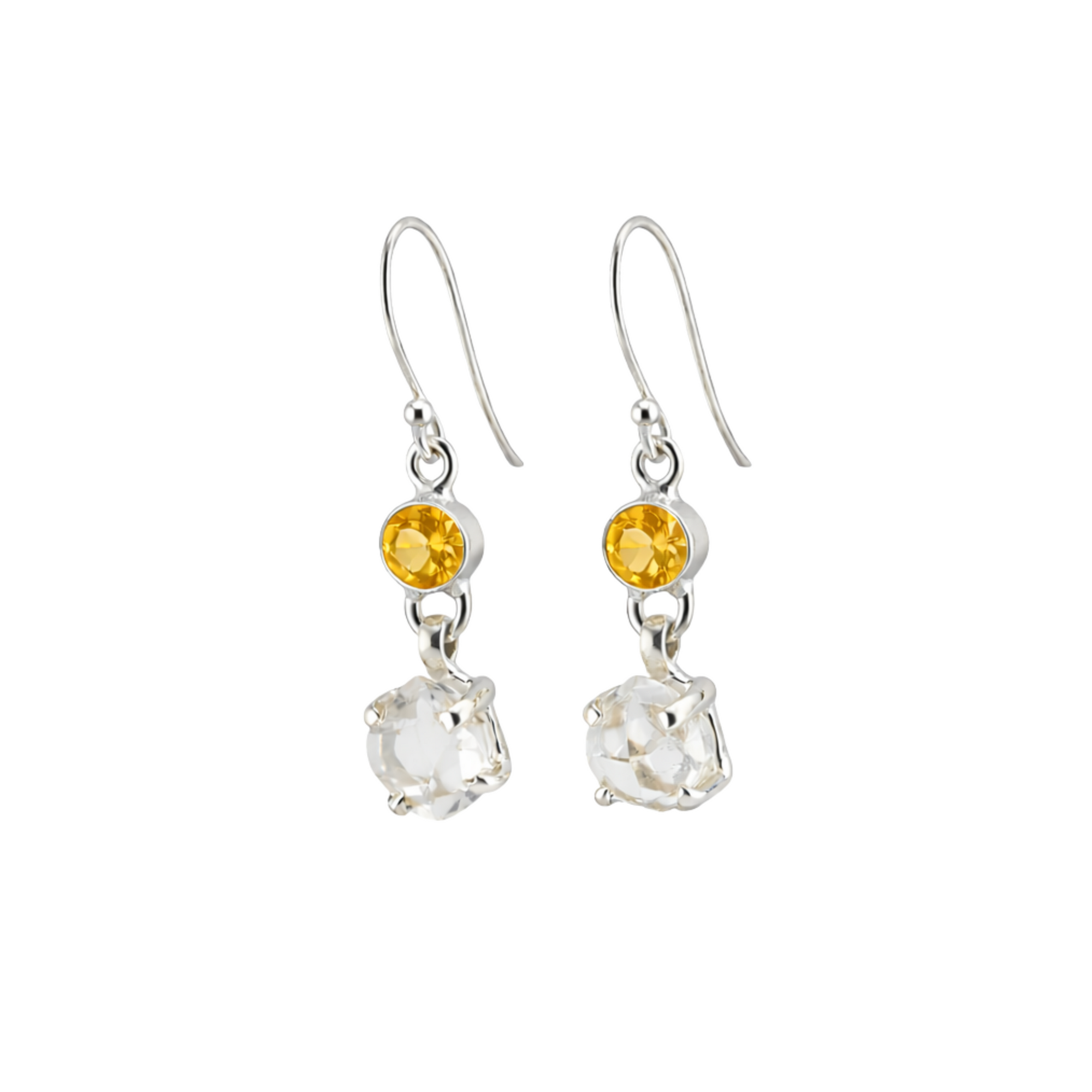Herkimer diamond and citrine earrings