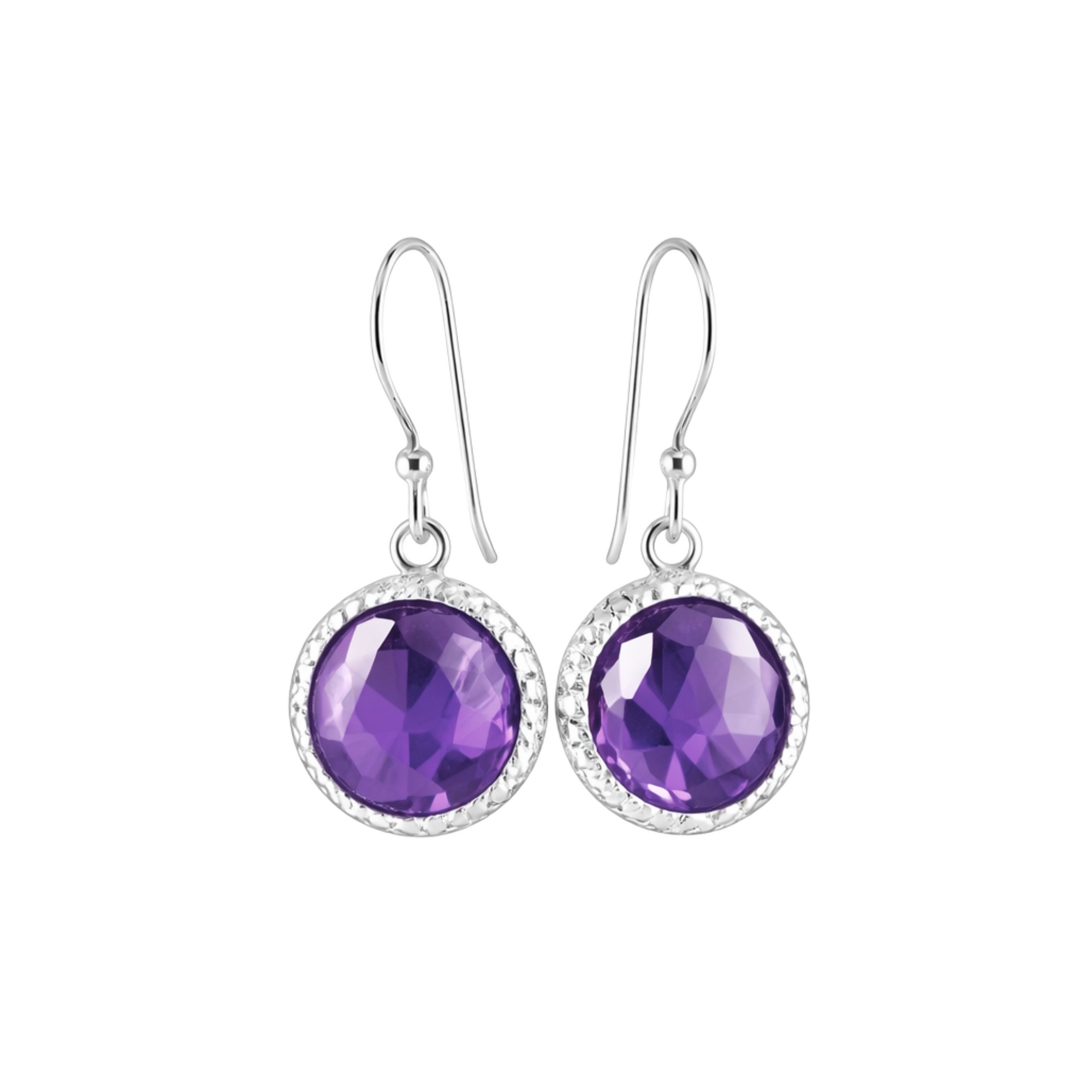 Amethyst celestial round earrings