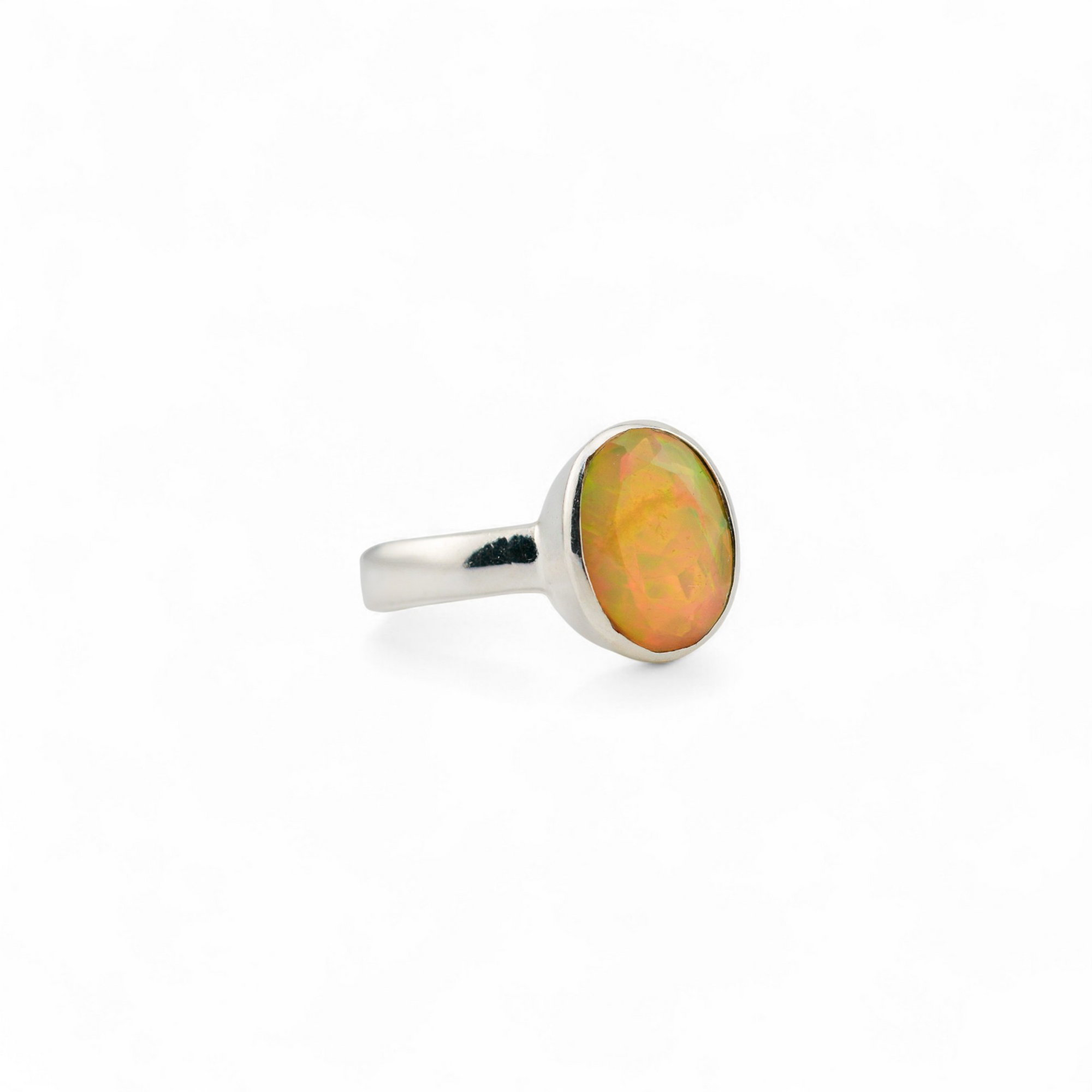 Ethiopian opal oval cut ring