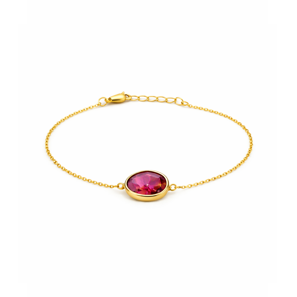 Watermelon tourmaline 585 gold bracelet