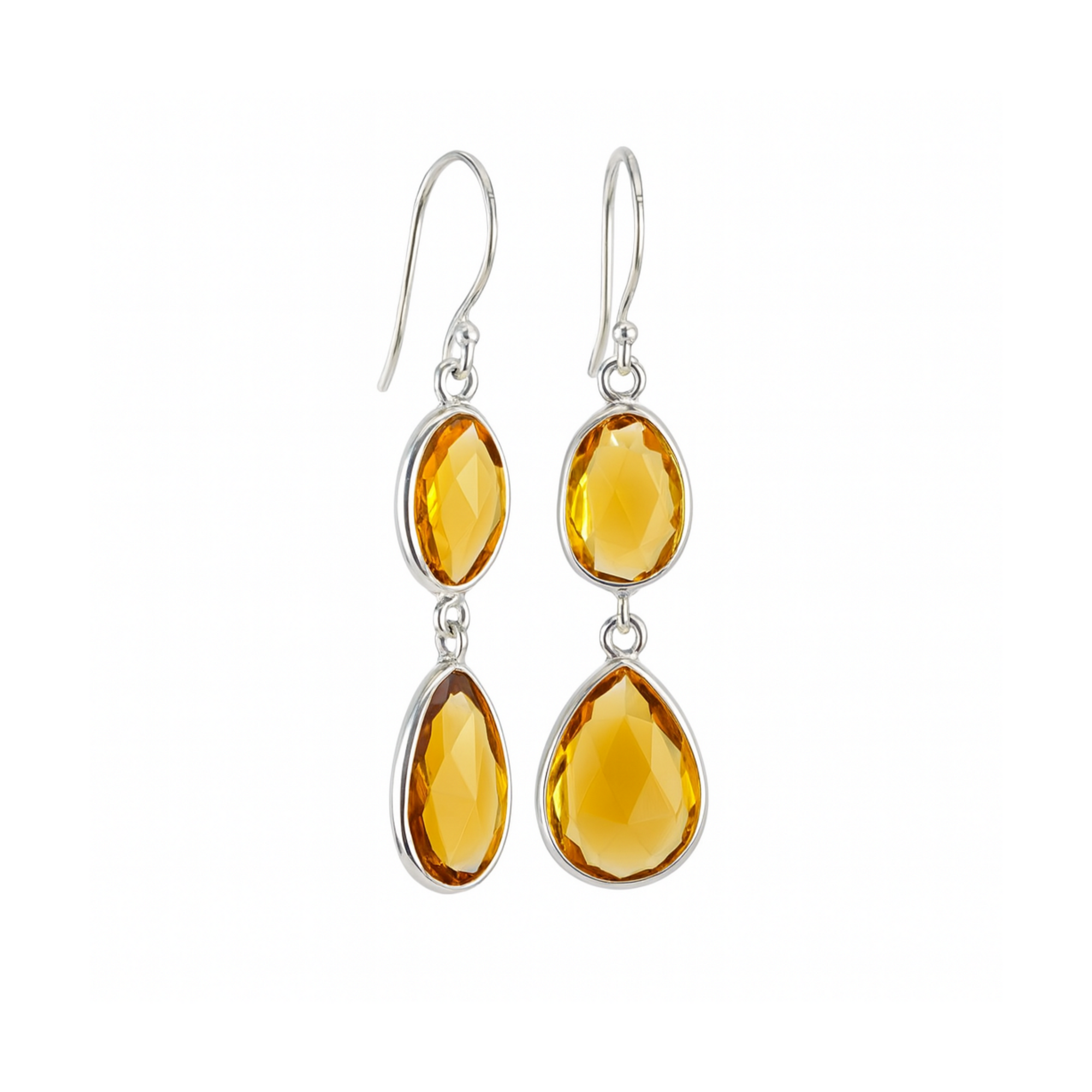 Citrine twin drop earrings