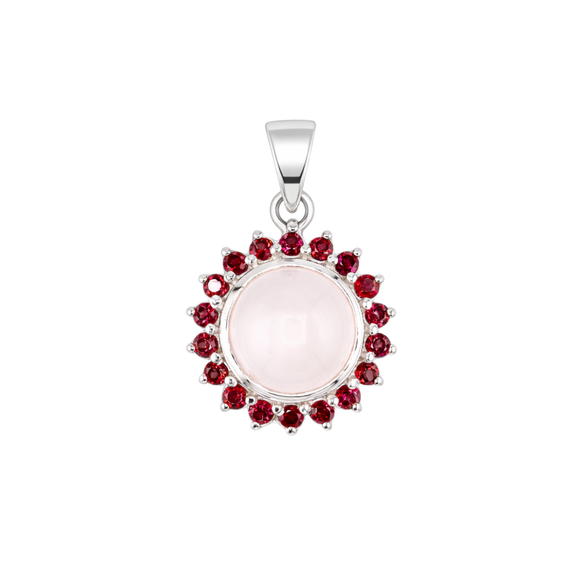 Laxmi rose quartz with garnet pendant