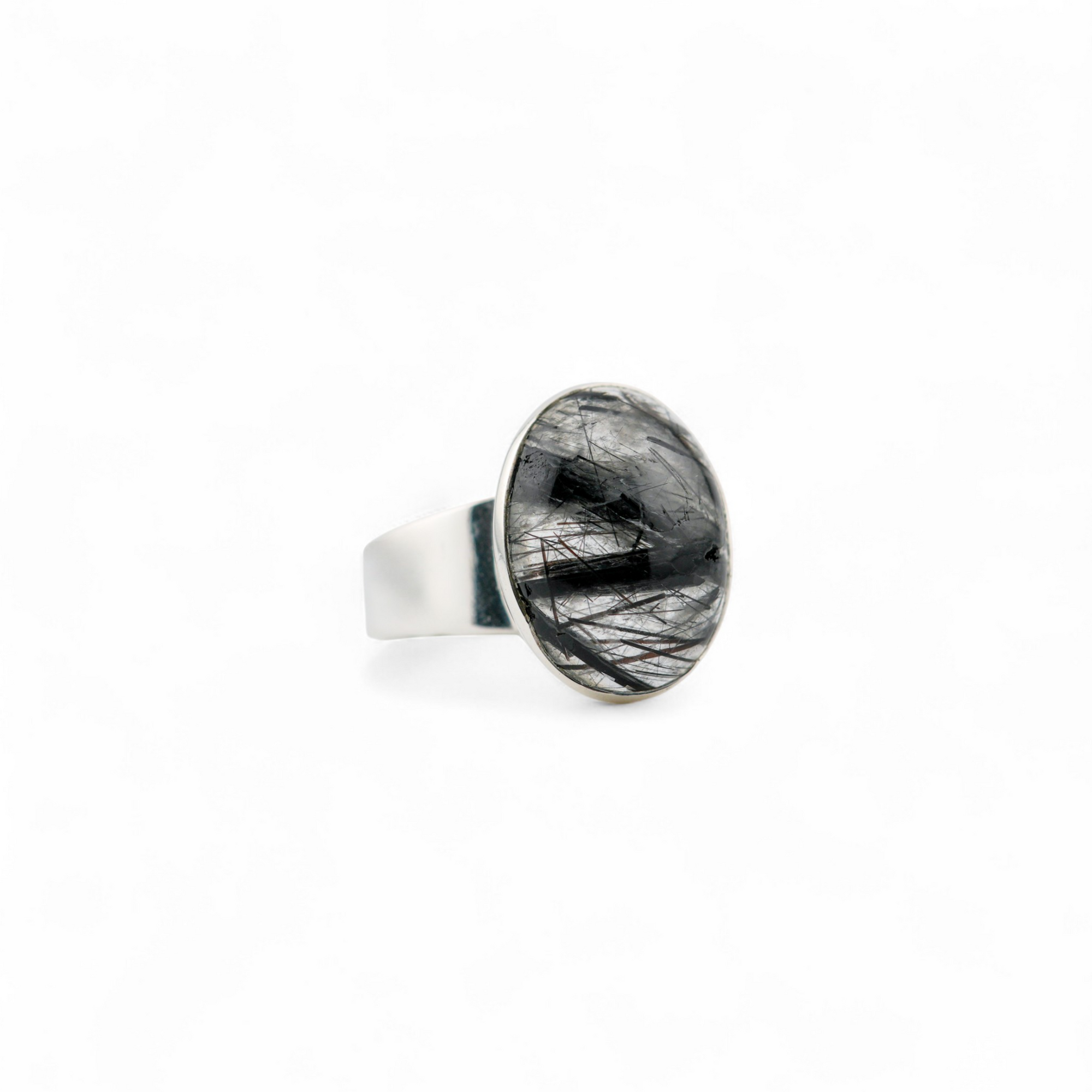 Nordic black rutile quartz ring