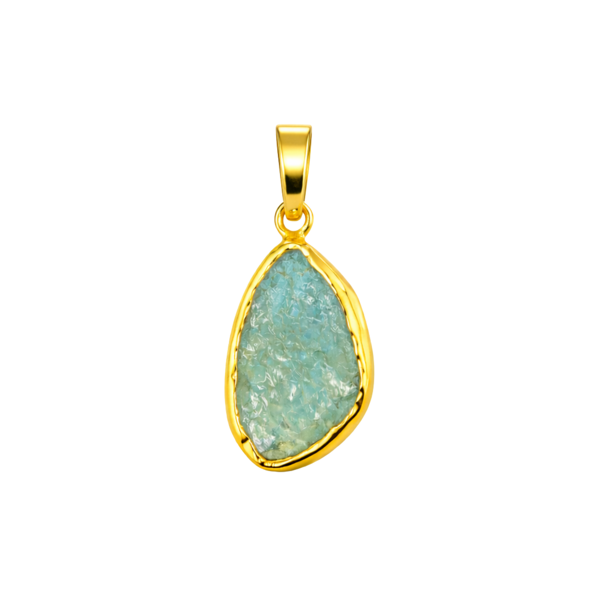 Aquamarine gold polished pendant