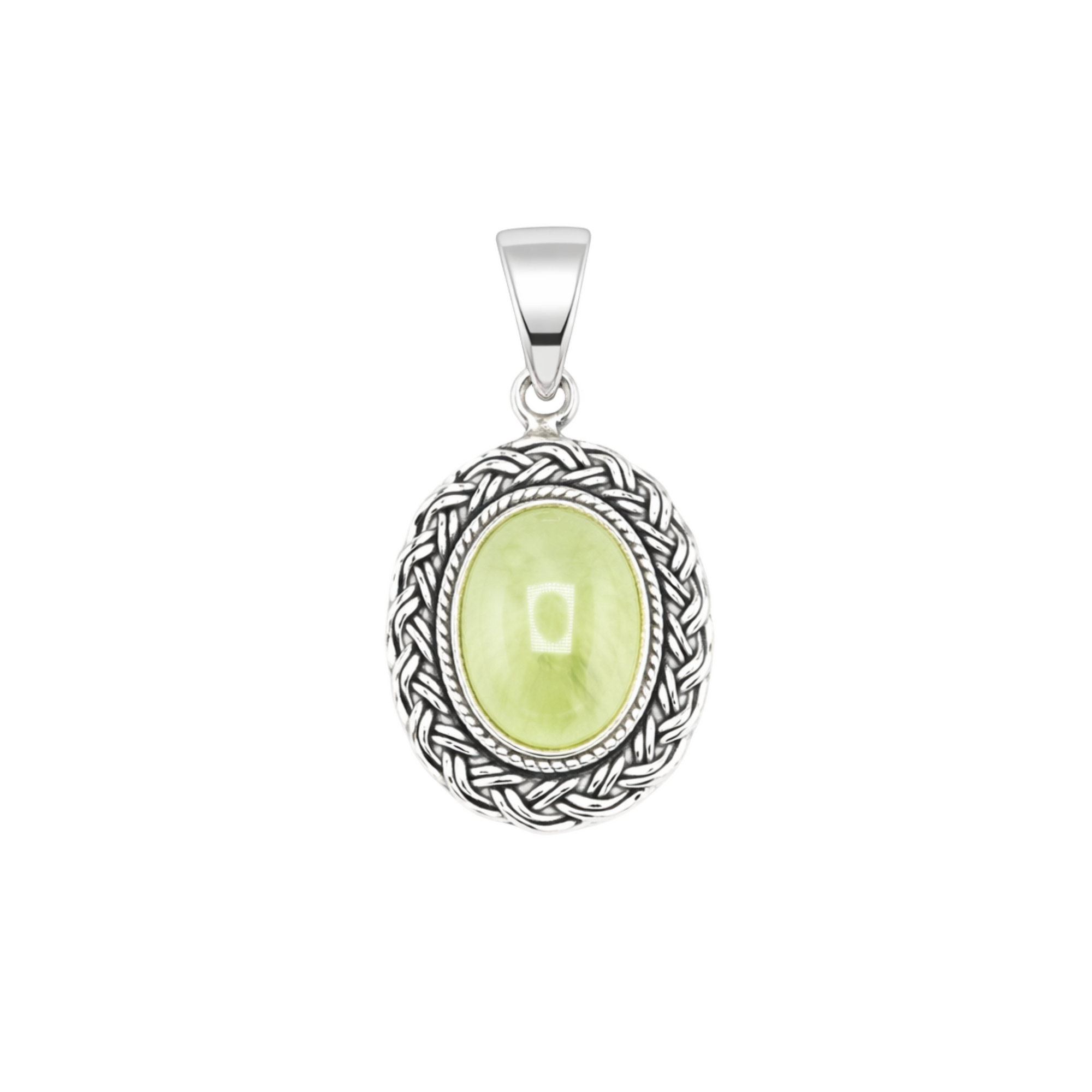 Prehnite braided pendant