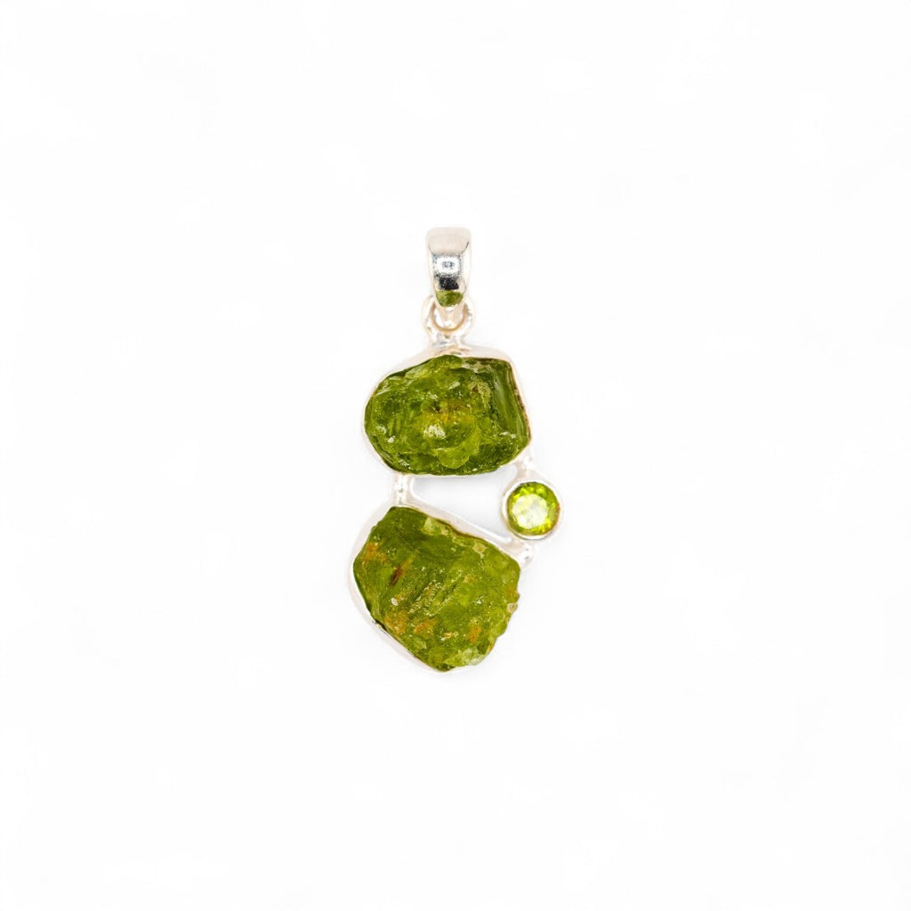 Twin peridot  rough pendant