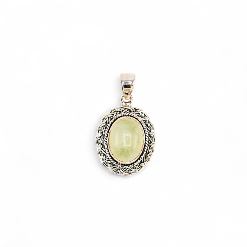 Prehnite braided pendant