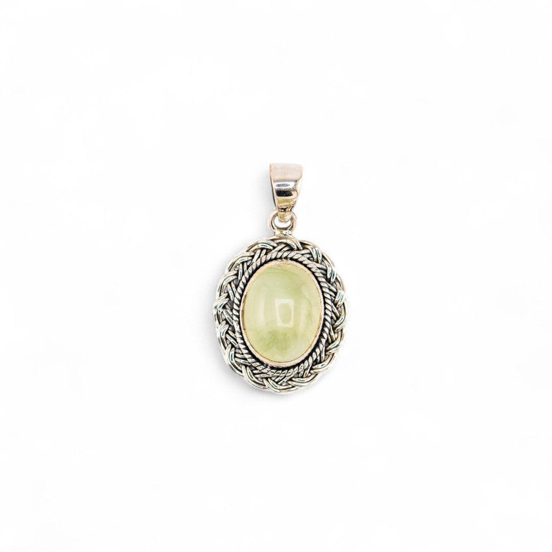 Prehnite braided pendant