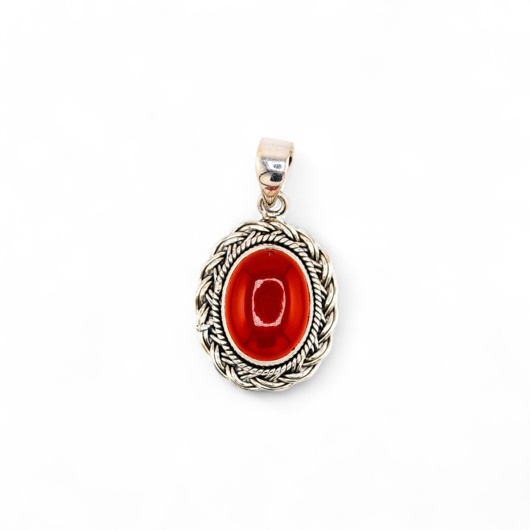 Carnelian braided pendant
