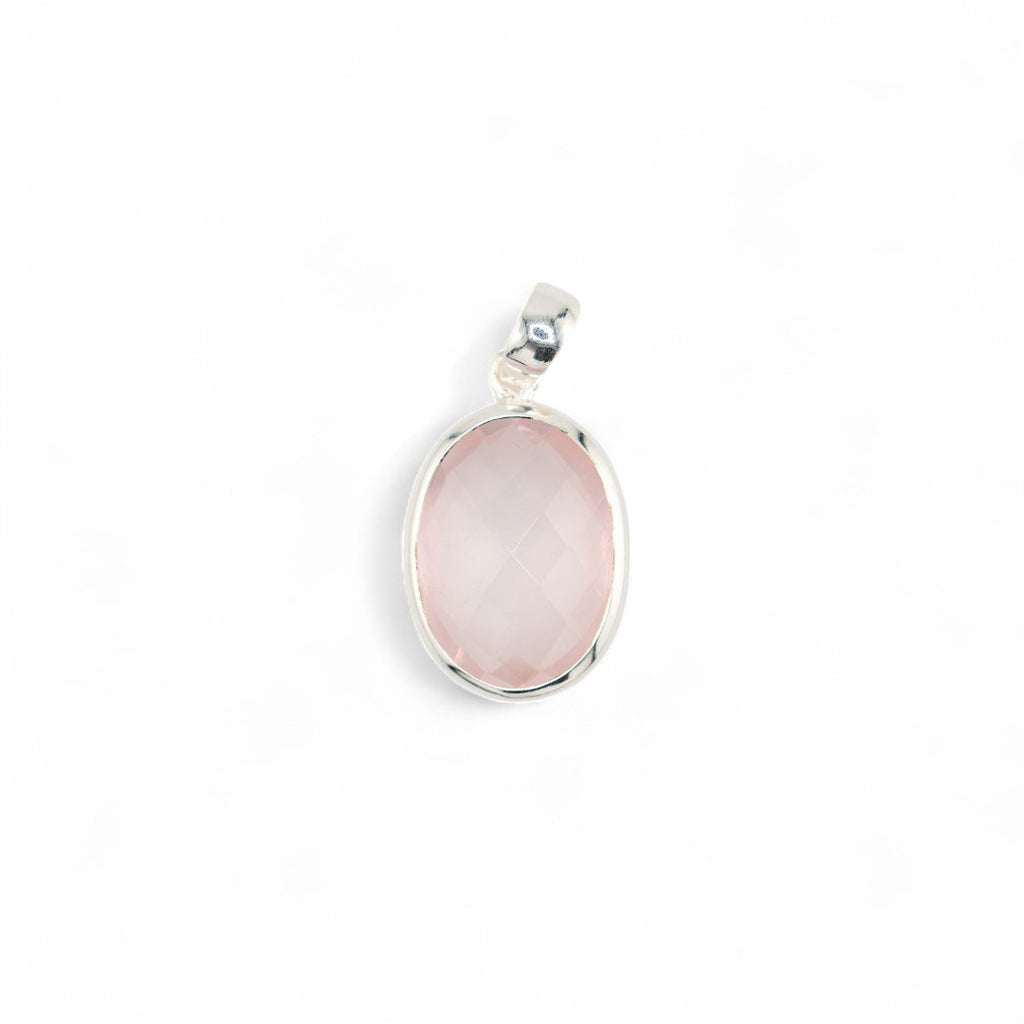 Lunara rose quartz oval pendant
