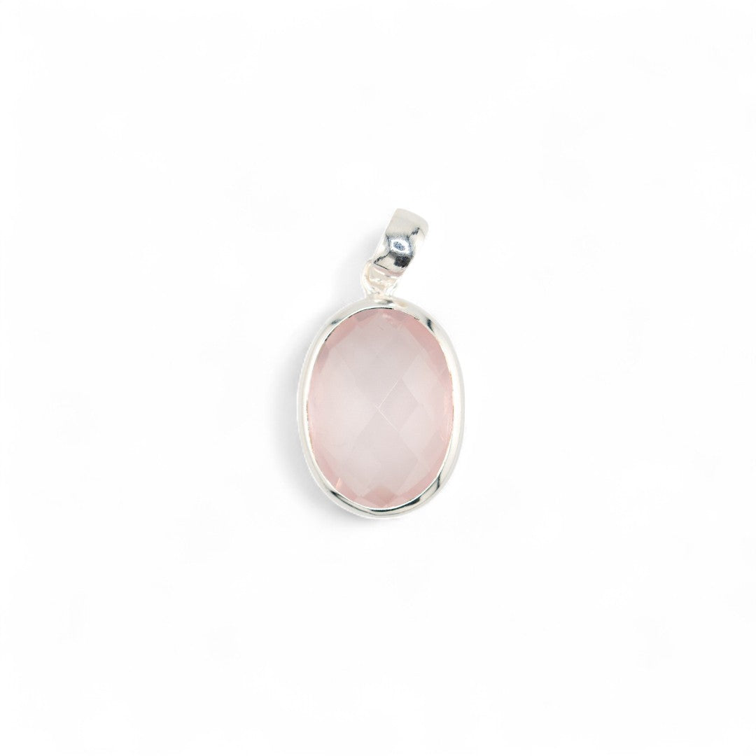 Lunara rose quartz oval pendant