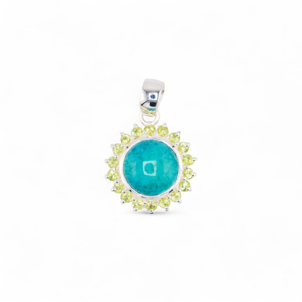 Laxmi turquoise and peridot pendant