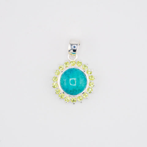Laxmi Turquoise and Peridot pendant