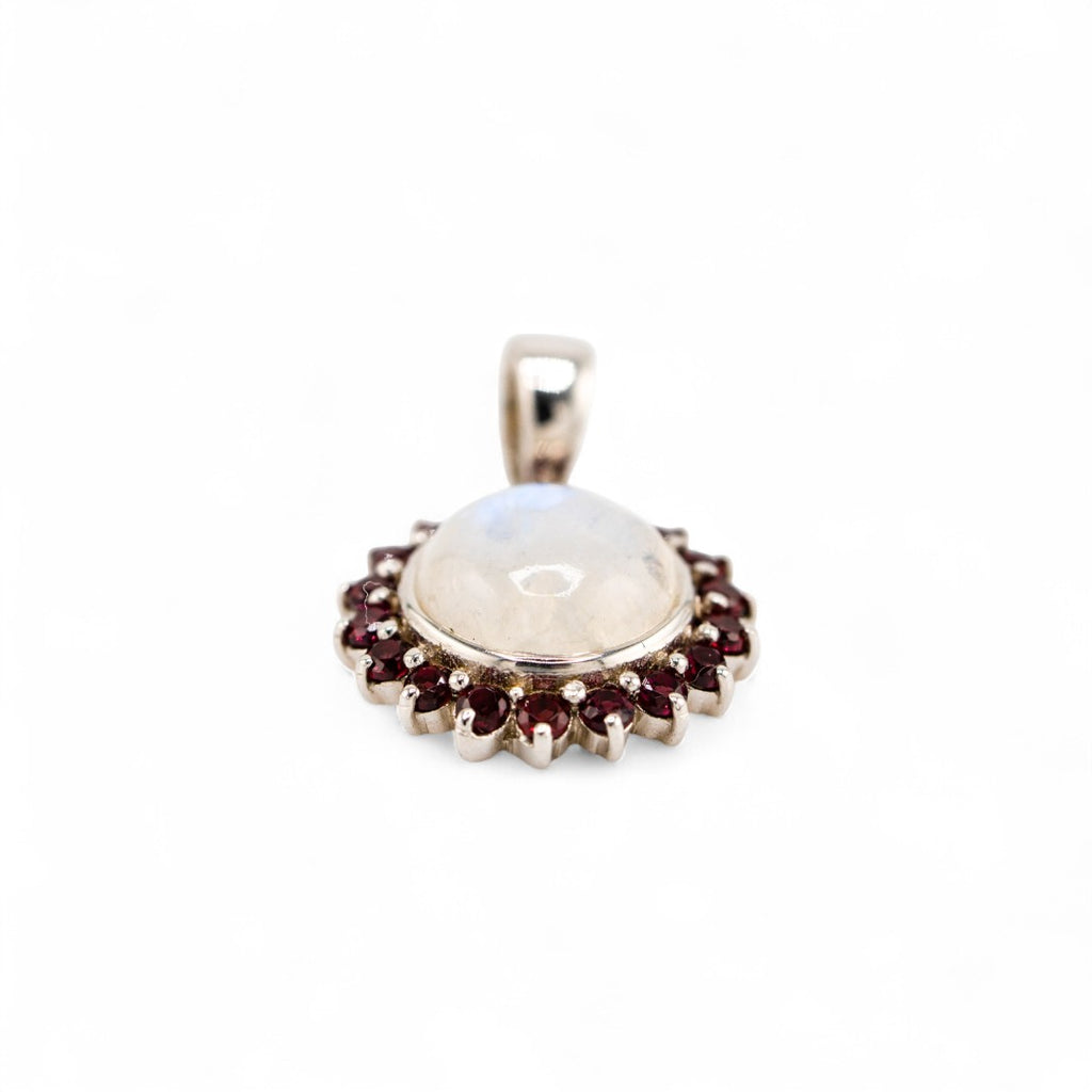 Moonstone with garnet pendant