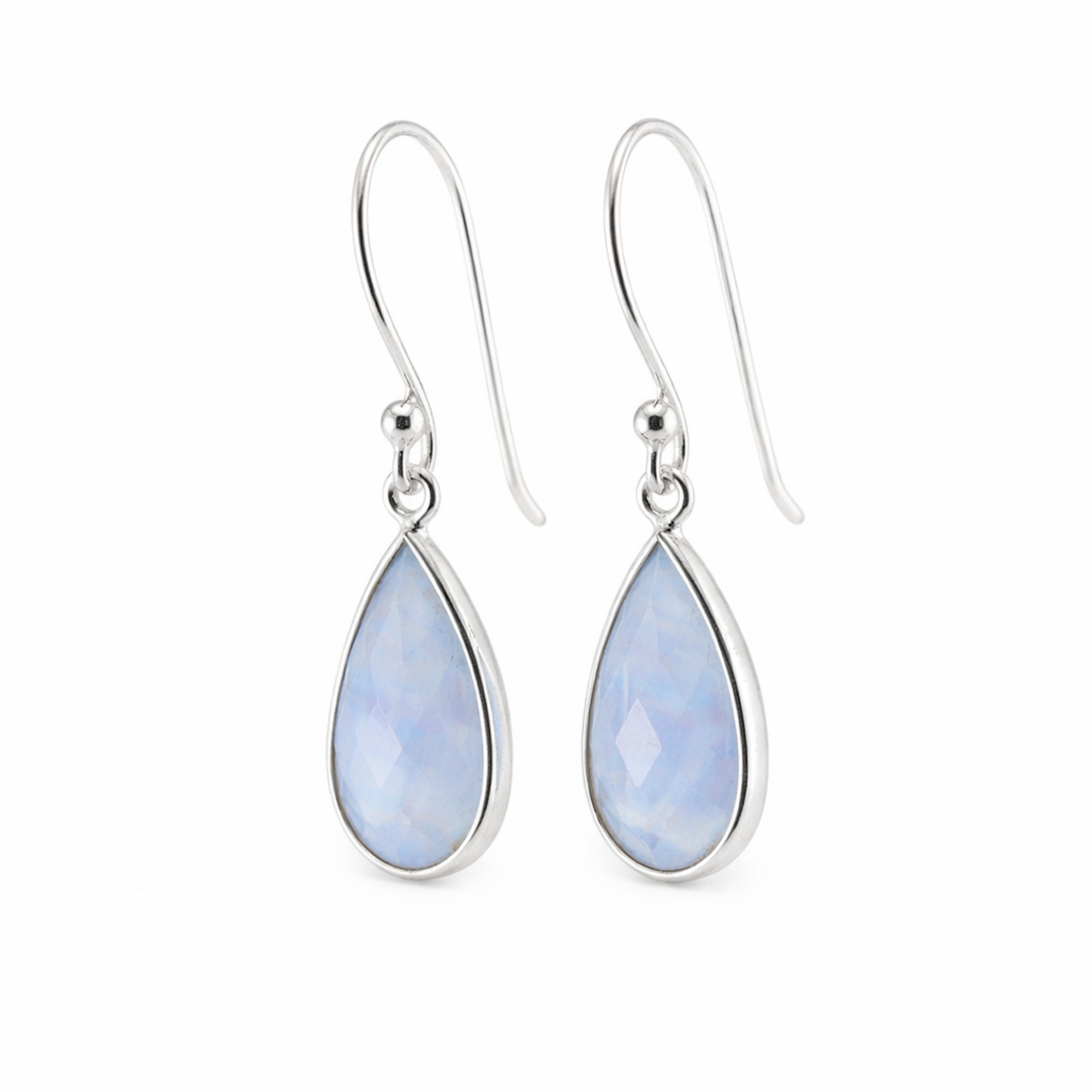 Blue lace agate short earrings