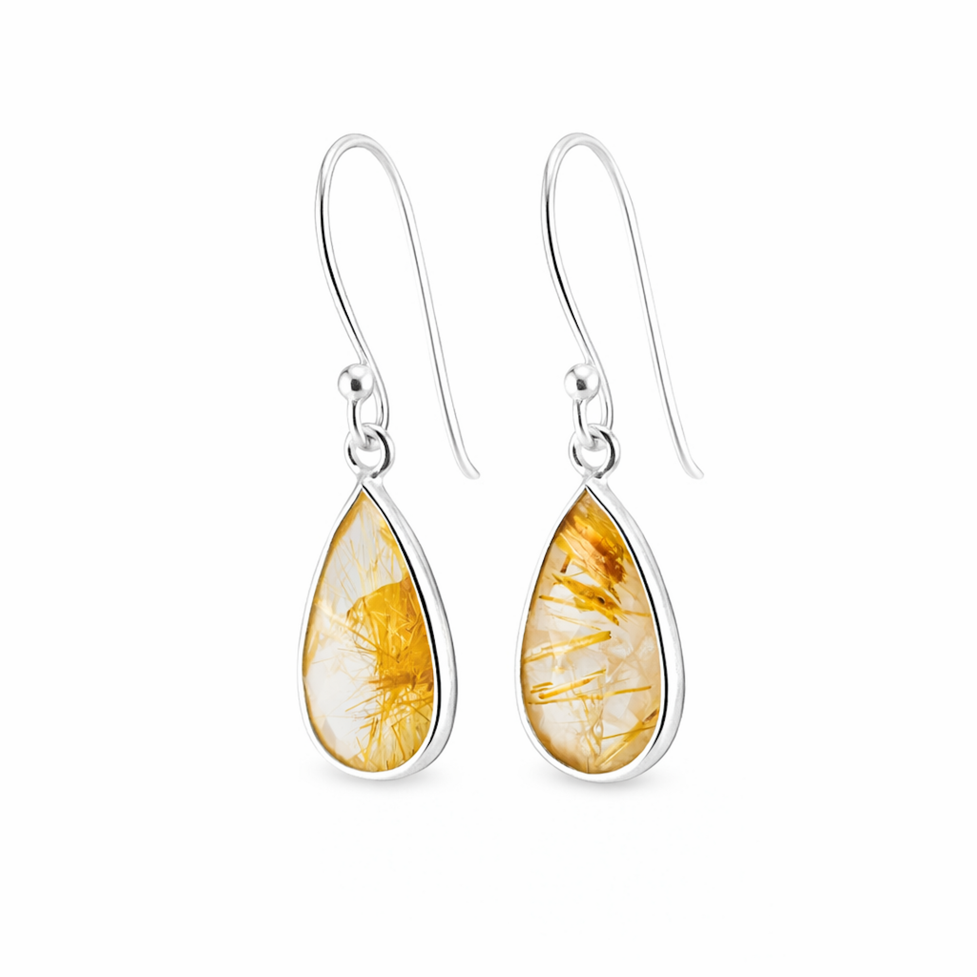 Golden rutile quartz short earrings