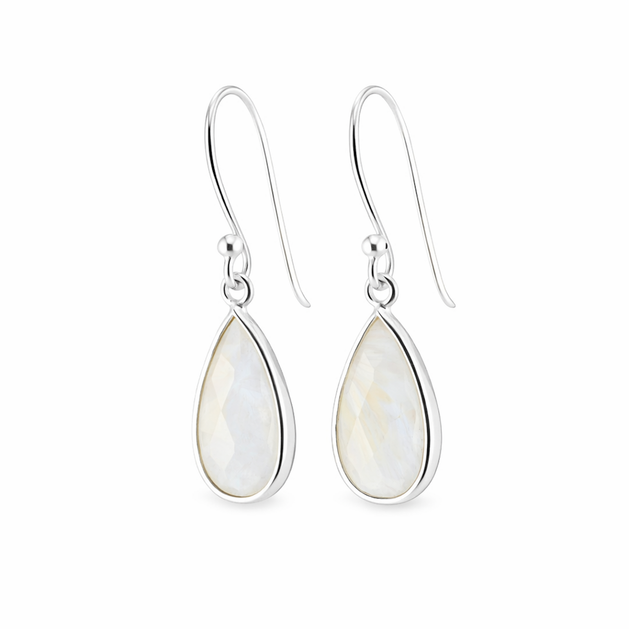 Rainbow moonstone short earrings