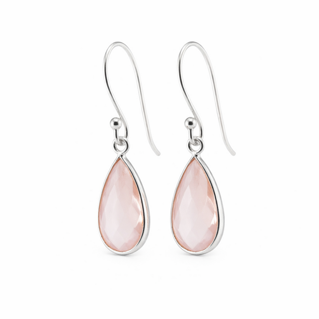 Rose quartz short earrings