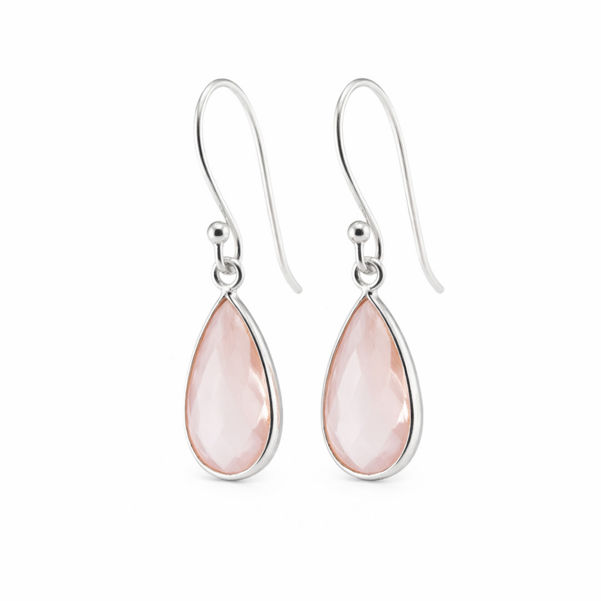 Rose quartz short earrings