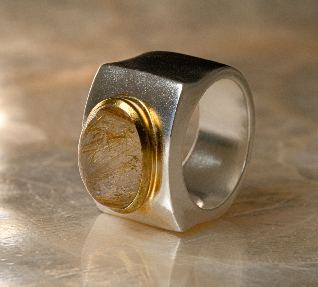 Nordic matt Ring (Golden Rutile Quartz)