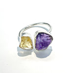 Rough Twin Ring (Citrine & Amethyst)