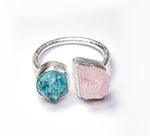 Rough Twin Ring (Apatite & Morganite)