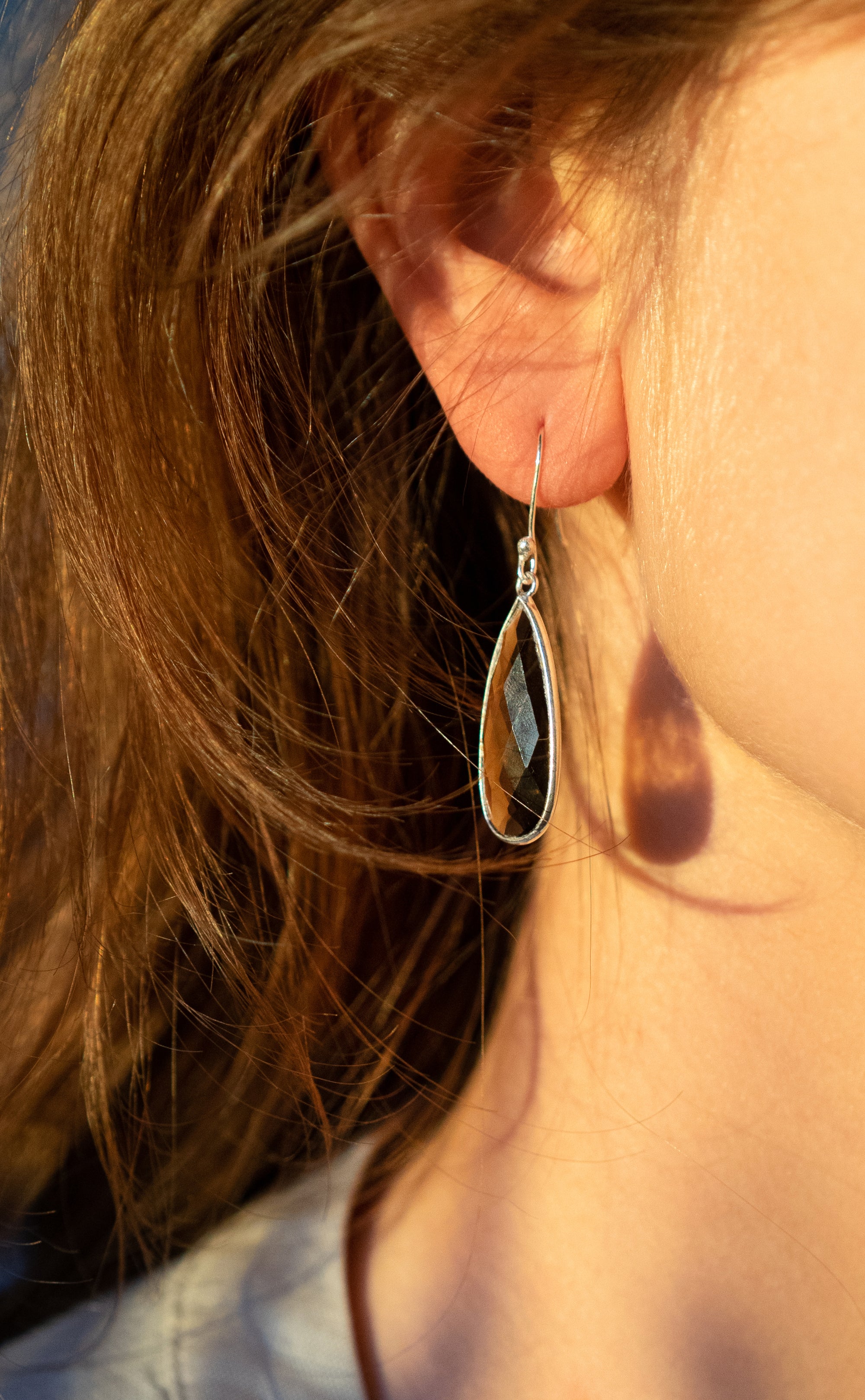 Long smoky quartz earrings